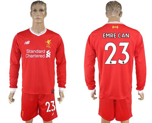 Liverpool #23 Emre Can Home Long Sleeves Soccer Club Jersey - Click Image to Close